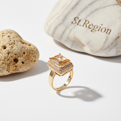 Champagne Crystal & Cubic Zirconia Radiant-Cut Ring - Street Region