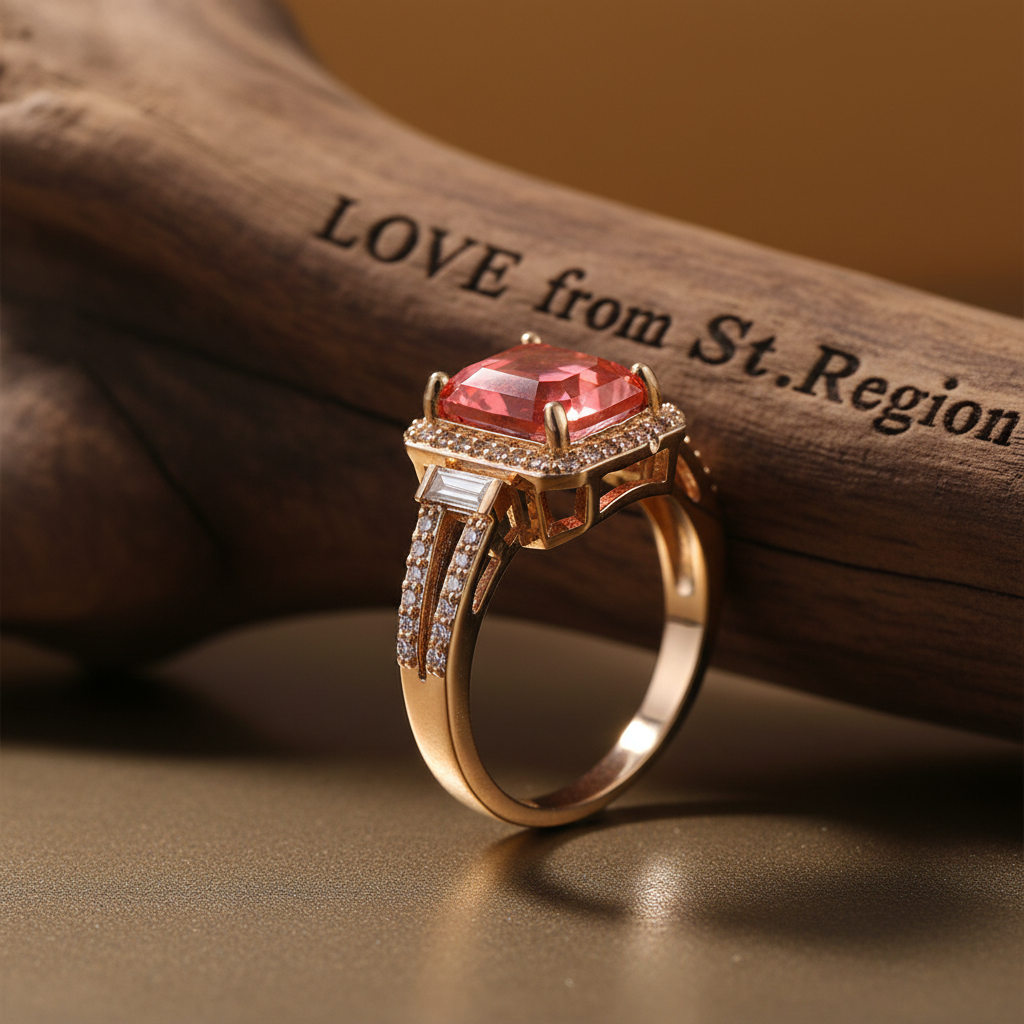 Red Crystal & Cubic Zirconia Princess-Cut Halo Ring - Street Region