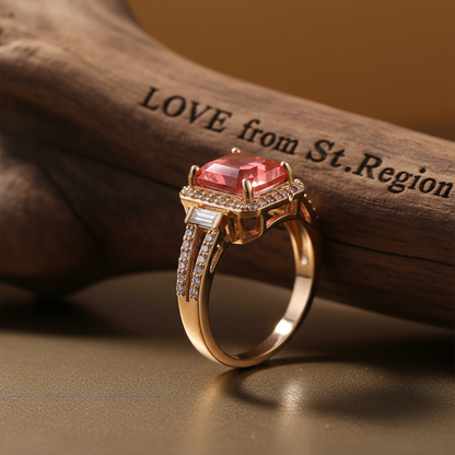 Red Crystal & Cubic Zirconia Princess-Cut Halo Ring - Street Region