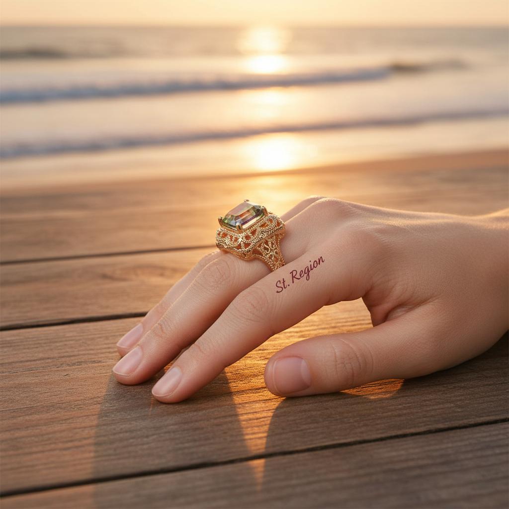 Red and Purple Crystal and 18K Gold-Plated Radiant-Cut Ring, gold statement rings for women, botanical inspired, styled look