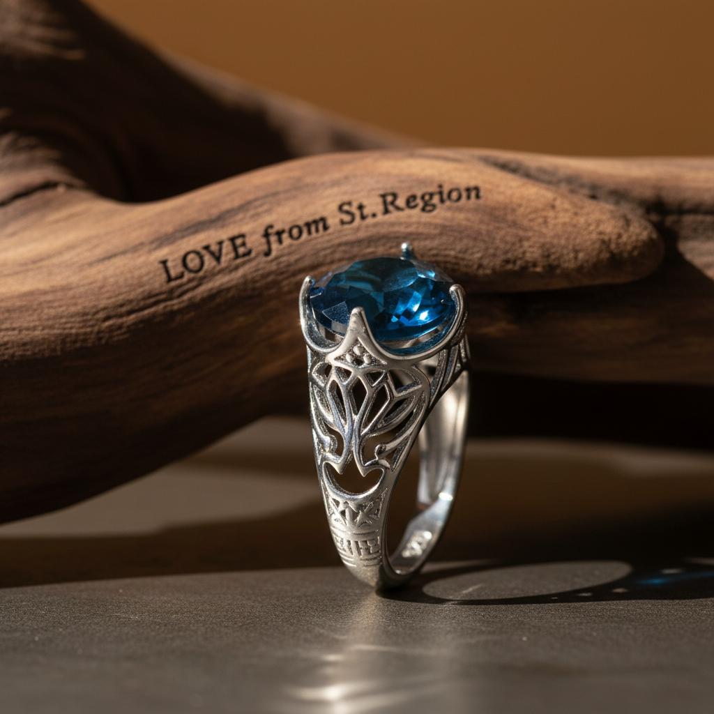 Blue Crystal and Silver-Plated Filigree Ring, silver statement rings for women, everyday style, lifestyle look