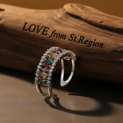 Multicolor Crystal & Cubic Zirconia Silver-Plated Open Ring - Street Region