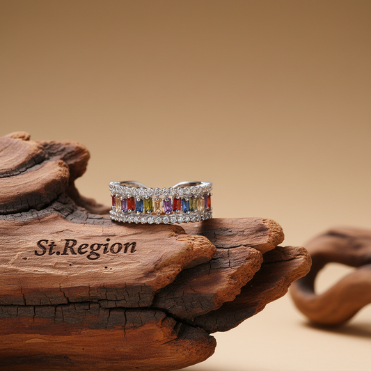 Multicolor Crystal & Cubic Zirconia Silver-Plated Open Ring - Street Region