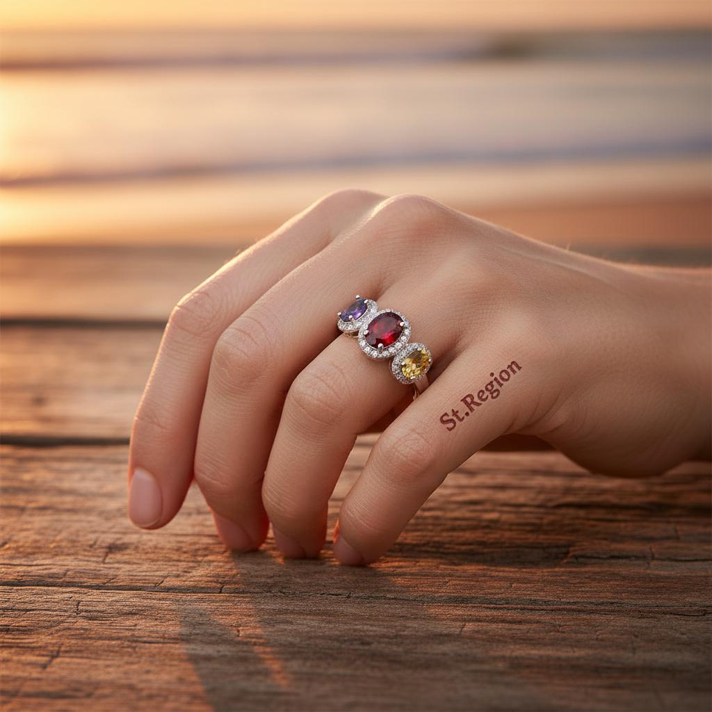 Multicolor Crystal and Cubic Zirconia Silver-Plated Oval Band Ring, silver statement rings for women, styled look