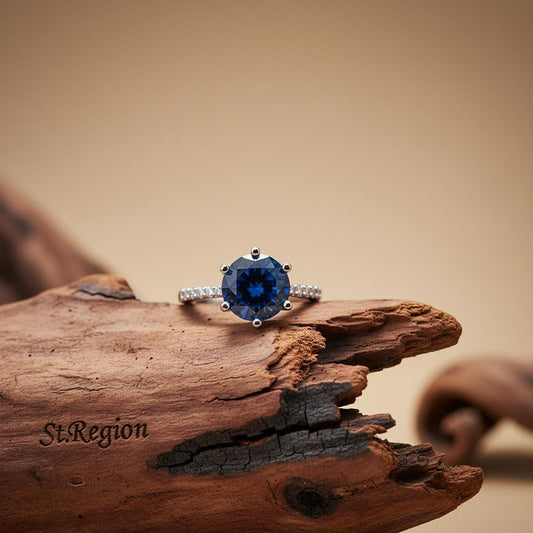 Navy Crystal & Cubic Zirconia Cocktail Ring