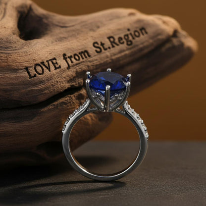 Navy Crystal and Cubic Zirconia Cocktail Ring, statement rings for women, elegant gift for her, lifestyle look
