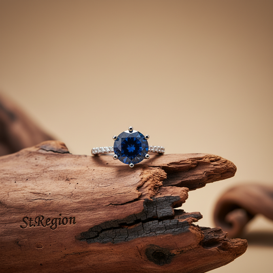 Navy Crystal & Cubic Zirconia Cocktail Ring - Street Region