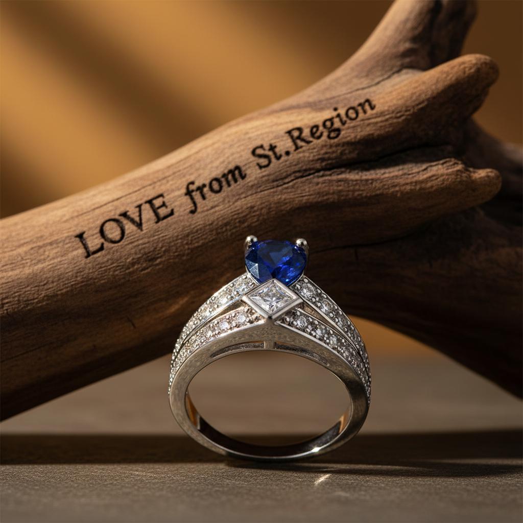 Cubic Zirconia and Navy Crystal Pear Ring, statement rings for women, everyday style, lifestyle look