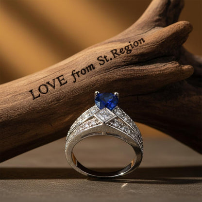 Cubic Zirconia and Navy Crystal Pear Ring, statement rings for women, everyday style, lifestyle look