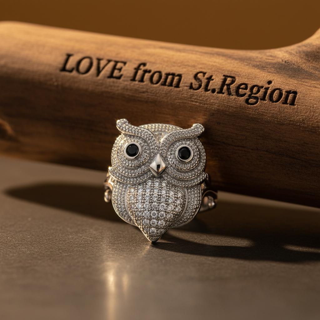 Cubic Zirconia and Silver-Plated Owl Ring, silver statement rings for women, vintage-inspired design, lifestyle look