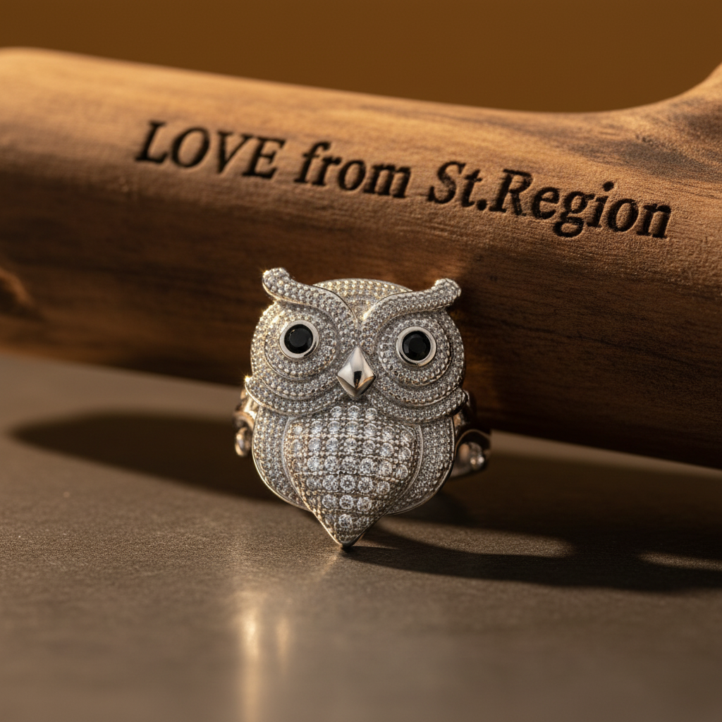 Cubic Zirconia & Silver-Plated Owl Ring - Street Region
