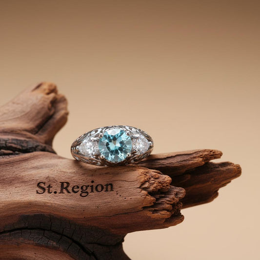 Sea Blue Crystal & Silver-Plated Round-Cut Ring