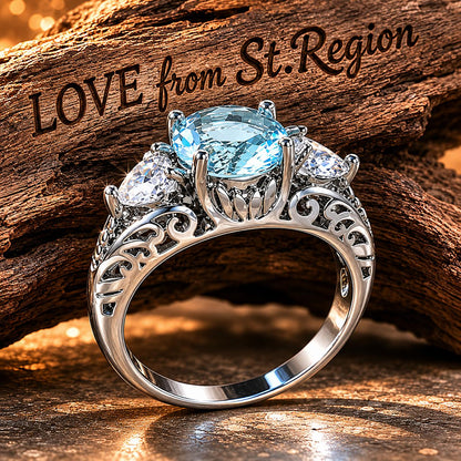 Sea Blue Crystal & Silver-Plated Round-Cut Ring