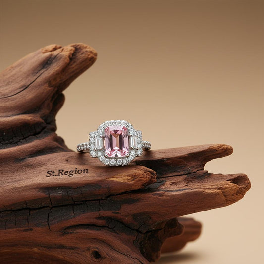 Pink Crystal & Cubic Zirconia Radiant-Cut Ring
