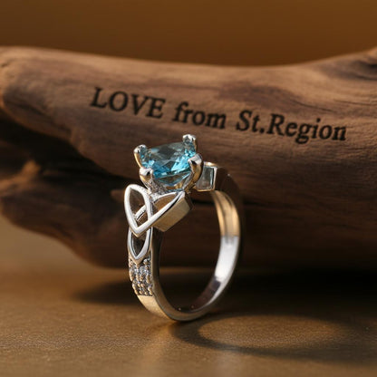 Blue Princess Crystal and Silver-Plated Band Ring, silver statement rings for women, vintage-inspired design, lifestyle look