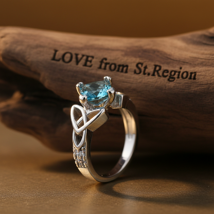 Blue Princess Crystal & Silver-Plated Band Ring - Street Region
