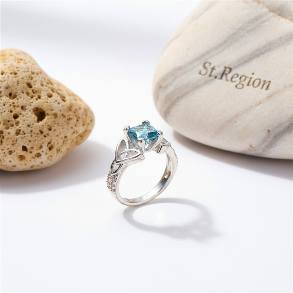 Blue Princess Crystal & Silver-Plated Band Ring - Street Region