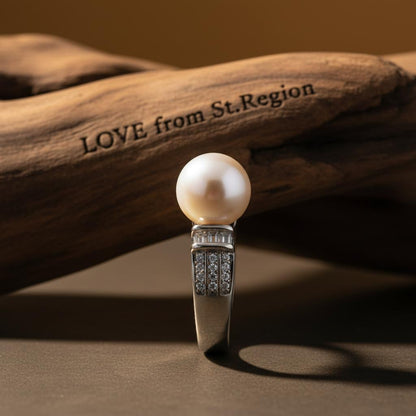 Pearl and Cubic Zirconia Silver-Plated Pavé Ring, silver statement rings for women, dainty minimalist design, lifestyle look
