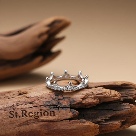 Cubic Zirconia & Silver-Plated Crown Band Ring