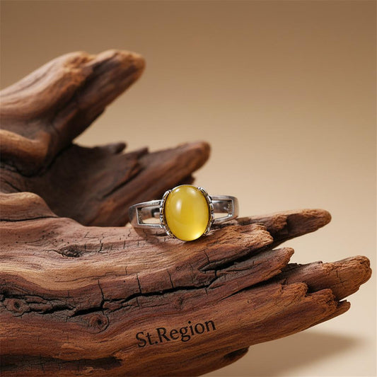 Yellow Resin & Silver-Plated Ring