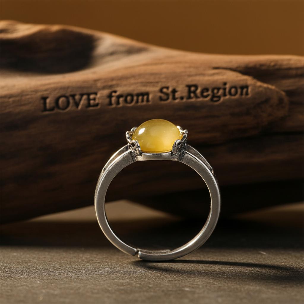 Yellow Resin and Silver-Plated Ring, silver statement rings for women, everyday style, lifestyle look