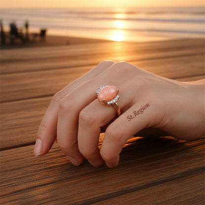 Orange Resin and Cubic Zirconia Oval-Cut Ring, statement rings for women, vintage-inspired design, styled look