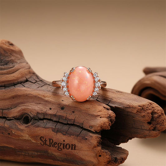 Orange Resin & Cubic Zirconia Oval-Cut Ring