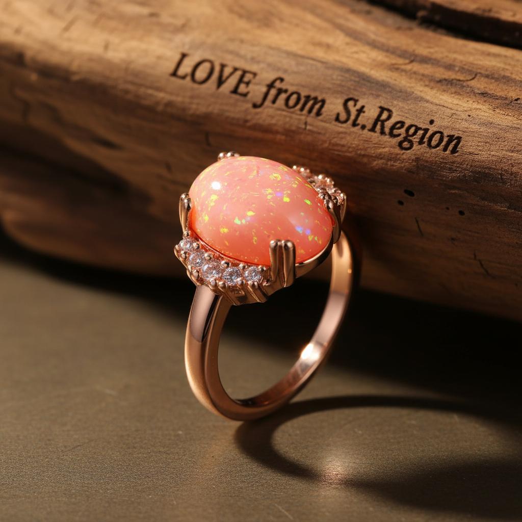 Orange Resin and Cubic Zirconia Oval-Cut Ring, statement rings for women, vintage-inspired design, lifestyle look