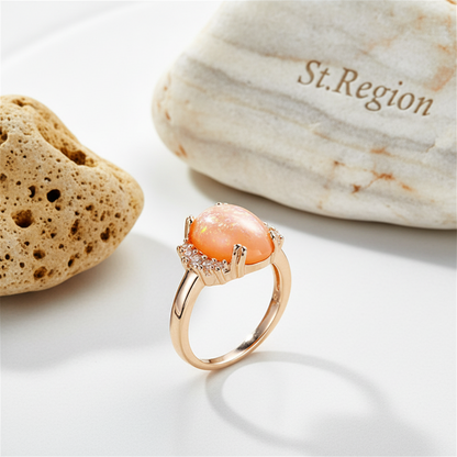Orange Resin & Cubic Zirconia Oval-Cut Ring - Street Region