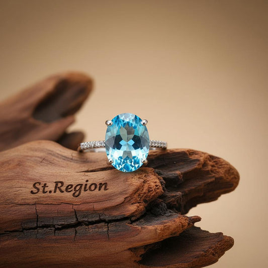 Sea Blue Crystal & Cubic Zirconia Band Ring