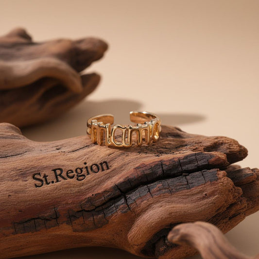 18K Gold-Plated 'Mama' Open Ring