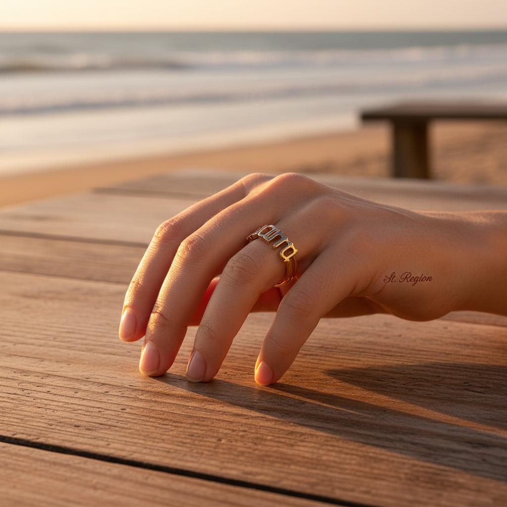 18K Gold-Plated 'Mama' Open Ring, gold statement rings for women, vintage-inspired design, styled look