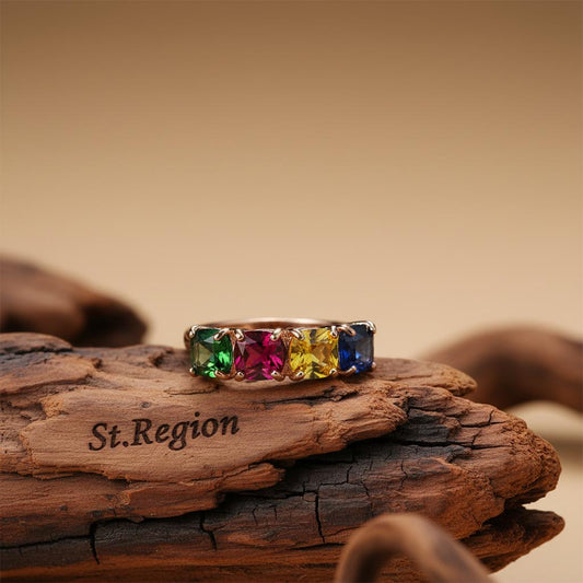 Crystal & 18K Rose Gold-Plated Blue Princess-Cut Ring