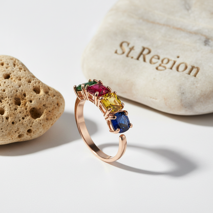 Crystal & 18K Rose Gold-Plated Blue Princess-Cut Ring - Street Region
