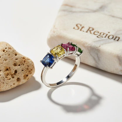 Pink Crystal and Silver-Plated Adjustable Ring, silver statement rings for women, dainty minimalist design, detail close-up