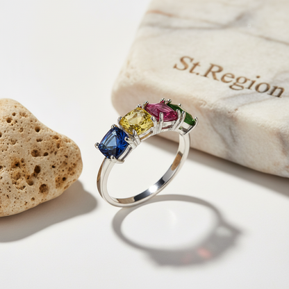 Pink Crystal & Silver-Plated Adjustable Ring - Street Region
