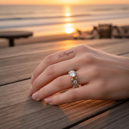 Crystal and Two Tone Cocktail Ring, statement rings for women, everyday style, styled look