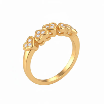 Cubic Zirconia and 18K Gold-Plated Heart Band Ring, gold statement rings for women, botanical inspired, side view