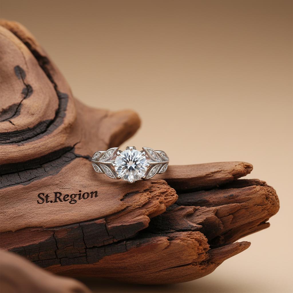Crystal and Silver-Plated Prong-Set Floral Cocktail Ring, silver statement rings for women, front view