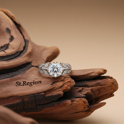 Crystal and Silver-Plated Prong-Set Floral Cocktail Ring, silver statement rings for women, front view