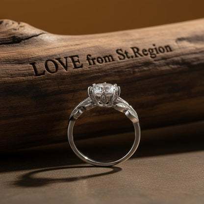 Crystal and Silver-Plated Prong-Set Floral Cocktail Ring, silver statement rings for women, lifestyle look