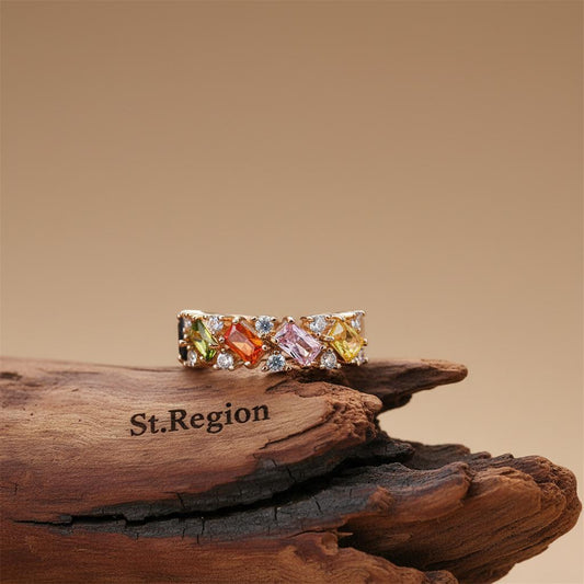 Yellow Crystal & Cubic Zirconia 18K Gold-Plated Open Ring