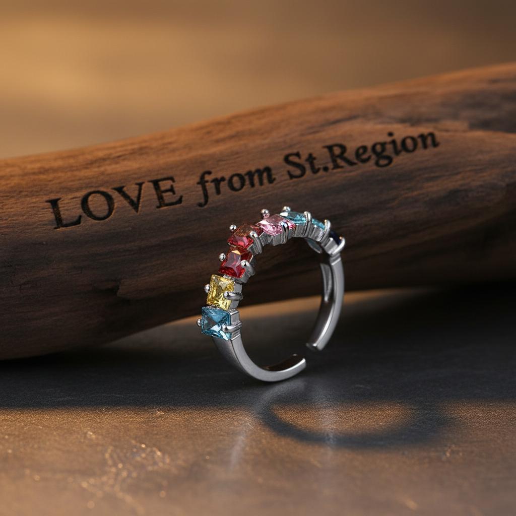 Jewel-Tone Crystal and Silver-Plated Princess-Cut Open Ring, silver statement rings for women, lifestyle look