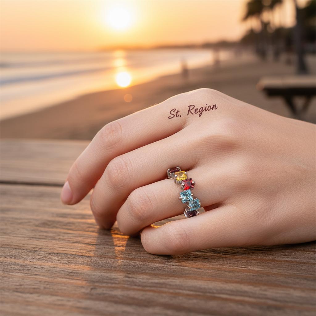 Jewel-Tone Crystal and Silver-Plated Princess-Cut Open Ring, silver statement rings for women, styled look