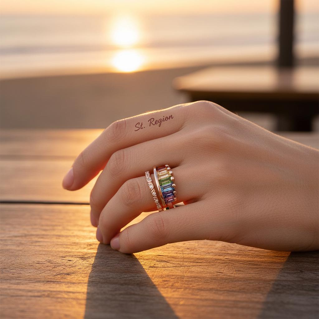 Green Multicolor Crystal and 18K Rose Gold-Plated Crown Open Ring, rose gold statement rings for women, styled look