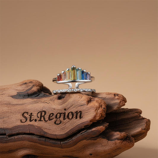 Multicolor Crystal & Silver-Plated Crown Open Ring
