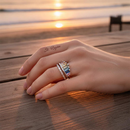 Multicolor Crystal and Silver-Plated Crown Open Ring, silver statement rings for women, vintage-inspired design, styled look