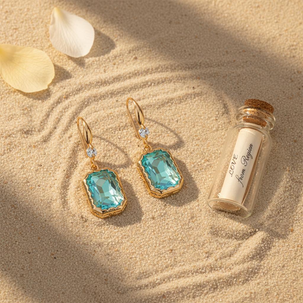 Green Crystal and Cubic Zirconia Goldtone Cushion-Cut Hook Earrings, gold drop earrings for women, lifestyle look