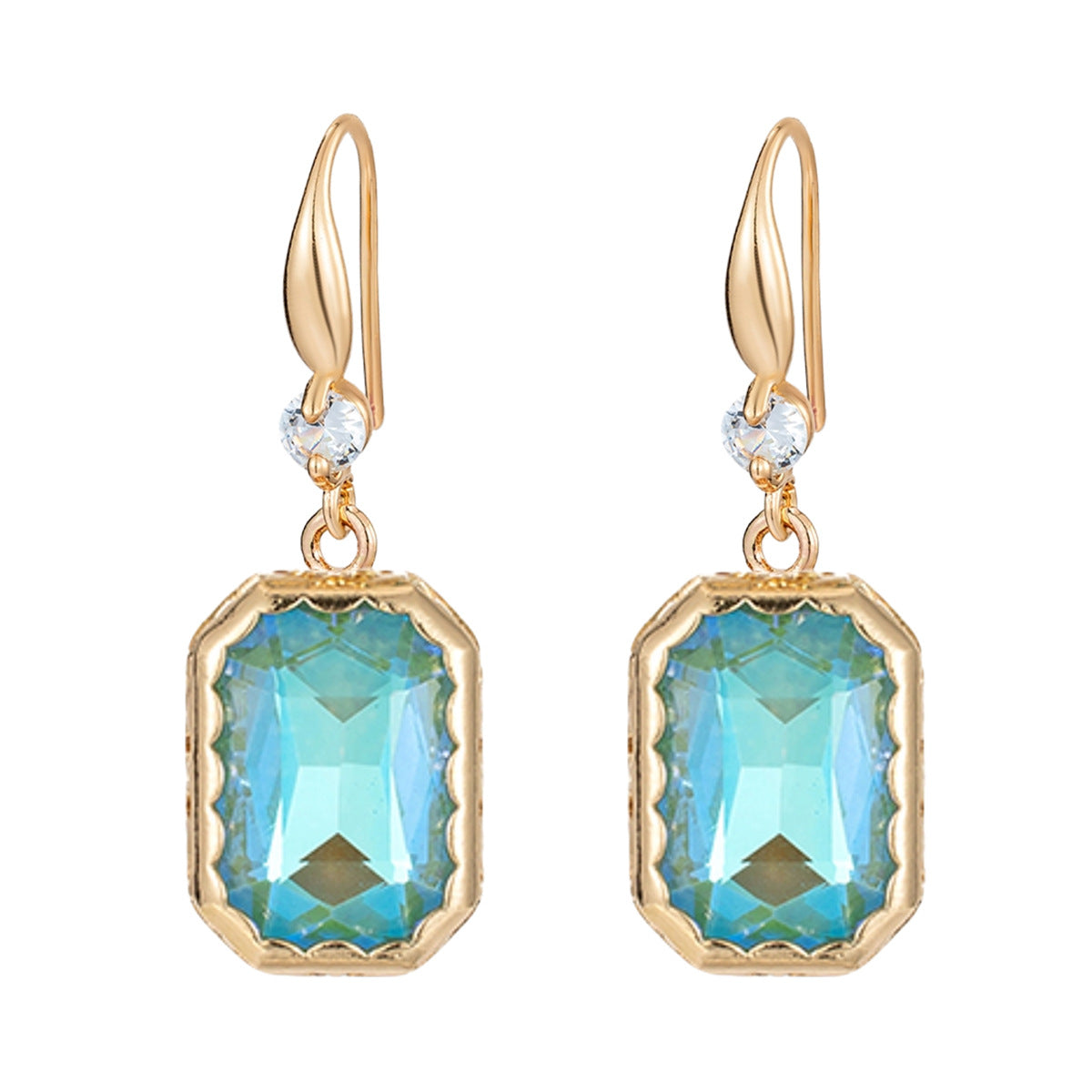 Green Crystal & Cubic Zirconia Goldtone Cushion-Cut Hook Earrings - Street Region