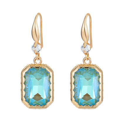 Green Crystal & Cubic Zirconia Goldtone Cushion-Cut Hook Earrings - Street Region